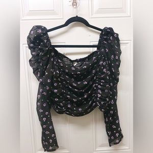 H&M divided long- sleeve mesh top